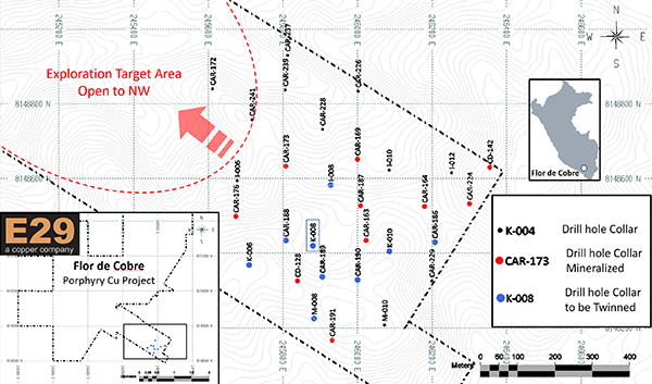 Figure 1 - Historical drill hole locations at Candelaria