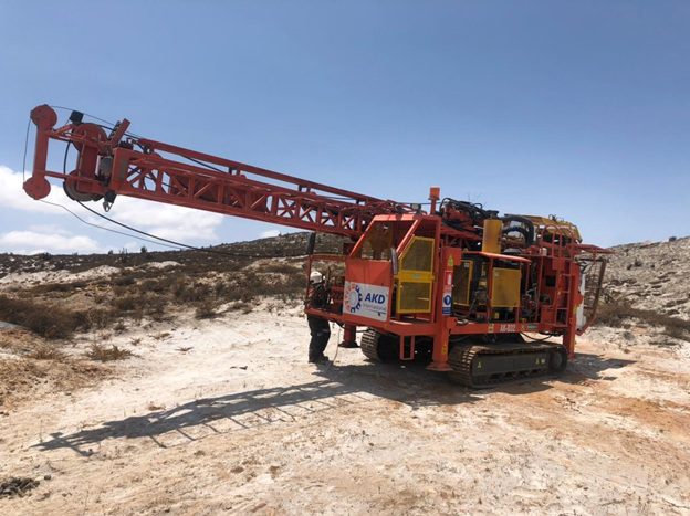 Image 1: Diamond drill rig arriving on site for the start of the Flor de Cobre program.